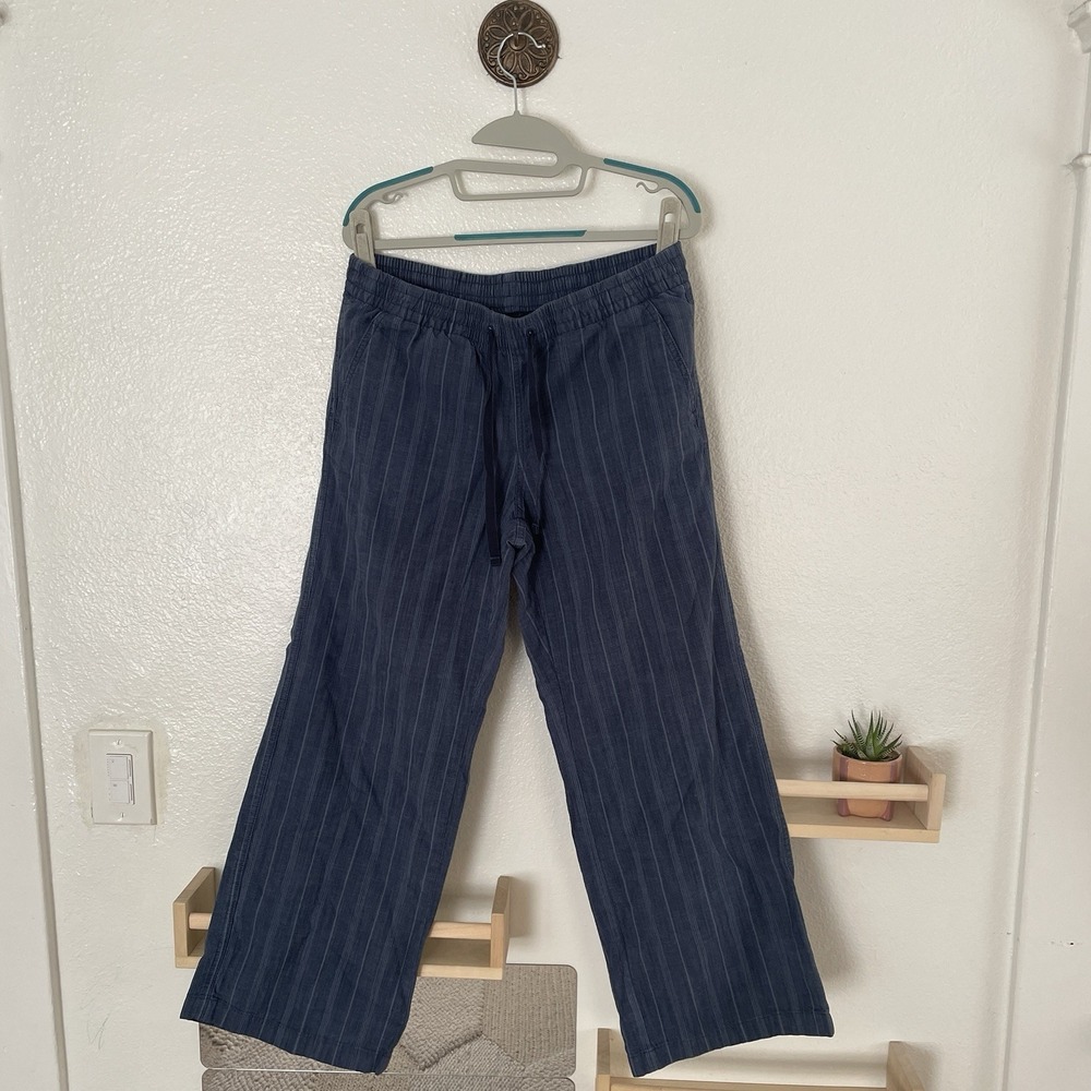 L.L. Bean Pants Women's 10P Stripped‎ Wide Leg Favorite Fit Pockets Drawstring